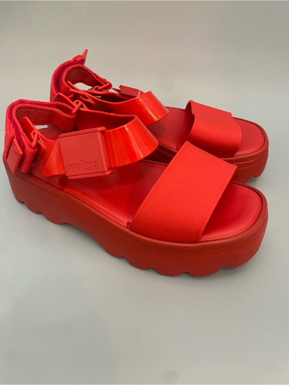 Melissa Red Platform Sandals | Vegan Jelly Shoes | Women’s - Picture 6 of 12